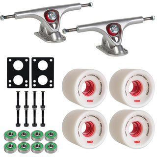 Paris Longboard Trucks V2 180mm 50Â° Raw Polished + Globe Conical 62mm 78a Wheels White/Red + Abec 7 Bearings