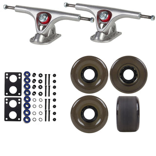 Paris Longboard Trucks with 70mm Black Wheels, Abec 7 Bearings, Hardware, and Risers