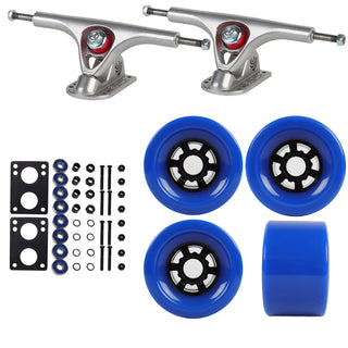 Paris Longboard Trucks with 97mm Blue Wheels, Abec 7 Bearings, Hardware, and Risers