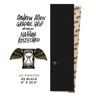 Pepper Skateboard Griptape G5 Andrew Allen UV Print Black Grip Tape 9" x 33.5" Sheet