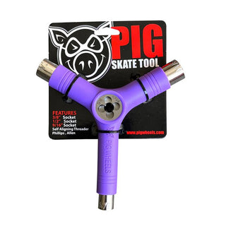 Pig Skateboard Tool Tri-Socket with Re-Threader Purple