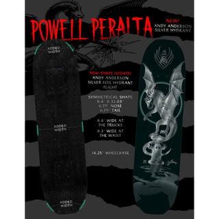 Powell Peralta Skateboard Complete Flight Andy Anderson 323 Hydrant Silver Foil 8.4" x 32"