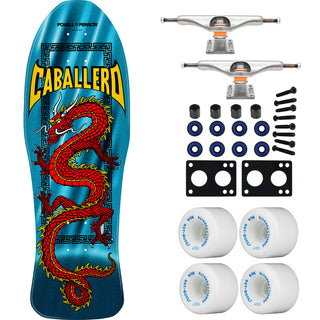 Powell Peralta Skateboard Caballero Chinese Dragon Aqua Foil / Independent/ Rat Bones White
