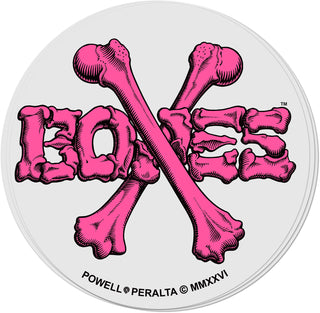 Powell Peralta Skateboard Sticker Cross Bones Pink 4.5"