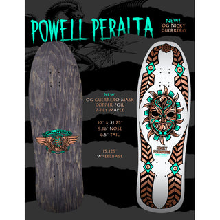 Powell Peralta Skateboard Complete Nicky Guerrero Mask White/Copper Foil Old School Reissue