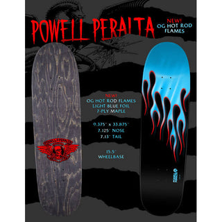 Powell Peralta Skateboard Complete Nitro Hotrod Flames Black/Blue Foil Old School Reissue