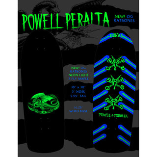 Powell Peralta Skateboard Deck OG Rat Bones Neon Light Old School Reissue
