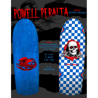 Powell Peralta Skateboard OG Ripper Checker Blue / Independent/ Rat Bones White