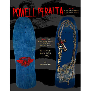 Powell Peralta Skateboard Ray Underhill Cross Navy/Gold Foil / Independent/ Rat Bones White