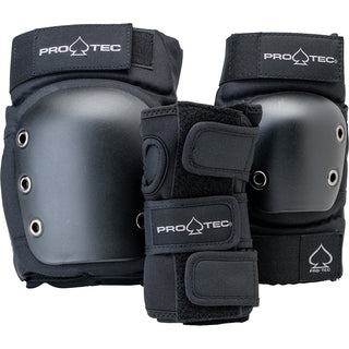 Pro Tec Skateboard Pads 3-Pack Street Pad Set Junior Black Size Youth S