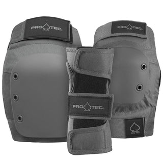 Pro Tec Skateboard Pads 3-Pack Street Pad Set Adult Grey Size S