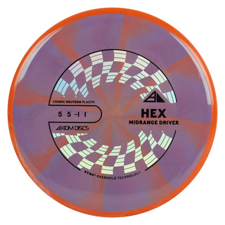 Axiom Discs Project Lab Coat Cosmic Neutron Hex Midrange Disc 5/5/-1/1 Purple Orange/Orange 177 grams