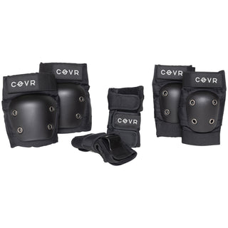 Push Skateboarding Covr Youth Junior Pad Set Black M/L