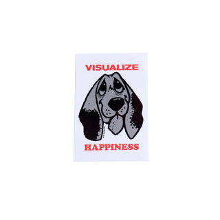 Quasi Skateboards Sticker Visualize Happiness White 3.25" x 4.75"