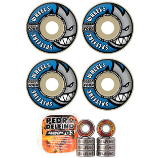Spitfire Skateboard Wheels 53mm 99A F4 Radial with Bronson Pro G3 Bearings