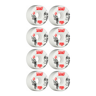 Rollerbones Quad Skate Wheels 57mm x 30mm Bowl Bombers 8-Pack 101A White