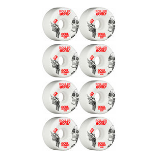 Rollerbones Quad Skate Wheels 62mm x 30mm Bowl Bombers 8-Pack 101A White