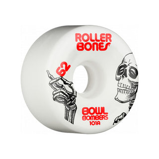 Rollerbones Quad Skate Wheels 62mm x 30mm Bowl Bombers 8-Pack 101A White