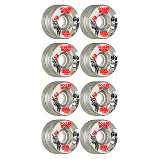 Rollerbones Quad Skate Wheels 62mm x 30mm Bowl Bombers 8-Pack 103A Clear