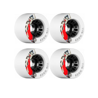 Rollerbones Quad Skate Wheels 62mm x 30mm Day of the Dead 4-Pack 92A White