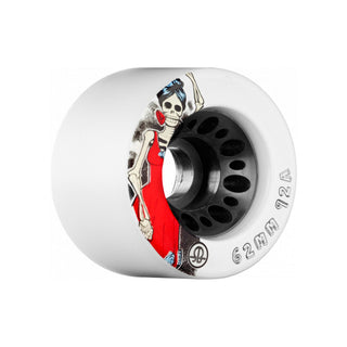 Rollerbones Quad Skate Wheels 62mm x 30mm Day of the Dead 4-Pack 92A White