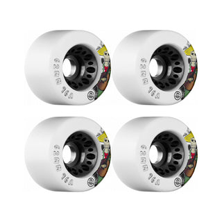 Rollerbones Quad Skate Wheels 62mm x 30mm Day of the Dead 4-Pack 96A White