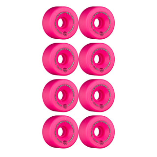 Rollerbones Quad Skate Wheels 62mm x 30mm Logo 101A 8-Pack Pink