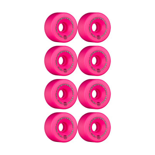 Rollerbones Quad Skate Wheels 62mm x 30mm Logo 98A 8-Pack Pink
