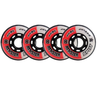 Rink Rat Roller Hockey Wheels Rinkster Split 76mm XXX Grip Red/White 4-Pack