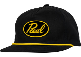Real Skateboards Hat Scripted Snapback Black/Yellow