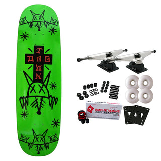 Dogtown Skateboard Complete Rat Face 2 Square Egg Neon Green 9.383" x 31.75"