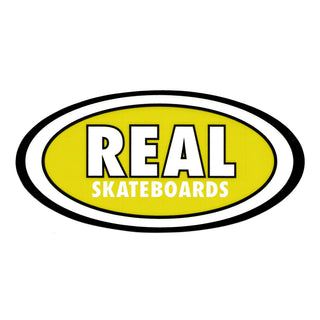 Real Skateboards Sticker Oval Yellow 4" x 2"