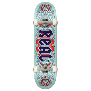 Real Skateboard Complete Bandana Teal 7.75" x 29.5" Factory Assembled