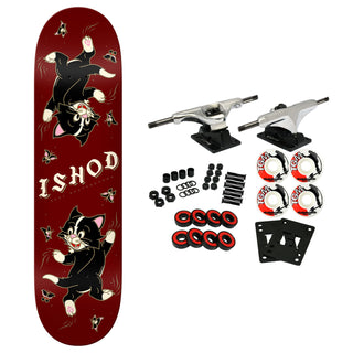 Real Skateboard Complete Ishod Kitten Scratch Twin Tail Burgundy 8.25" x 31.8"