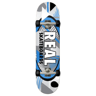 Real Skateboard Complete Hatched Oval Blue 7.3" x 29.3" Factory Assembled
