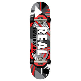 Real Skateboard Complete Hatched Oval Red 8.0" x 31.8" Factory Assembled
