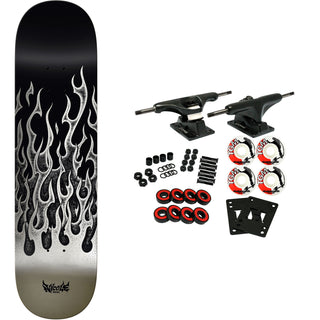Real Skateboard Complete Nicole Flames Redux Twin Nose Silver 8.5" x 32.1"