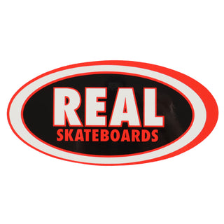 Real Skateboards Sticker Oval Black Fill Red 7.5" x 3.75"