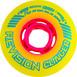 Revision Roller Hockey Wheels Outdoor 76mm Clinger 82A Yellow Single Wheel