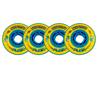 Revision Roller Hockey Wheels Indoor 76mm Flex Firm Yellow 4-Pack
