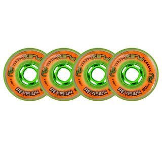 Revision Roller Hockey Wheels Indoor 80mm Flex X-Soft Orange 4-Pack