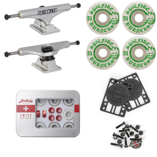 Independent Skateboard Trucks Reynolds Hollow + Spitfire Wheels, Swiss Bearings, Indy Hardware and Risers