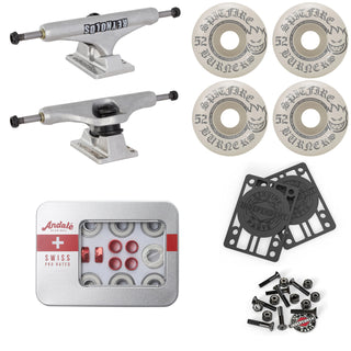 Independent Skateboard Trucks Reynolds Hollow + Spitfire Wheels, Swiss Bearings, Indy Hardware and Risers