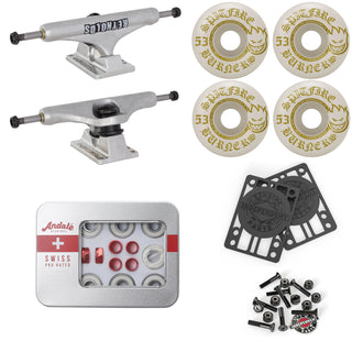 Independent Skateboard Trucks Reynolds Hollow + Spitfire Wheels, Swiss Bearings, Indy Hardware and Risers