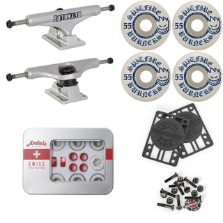 Independent Skateboard Trucks Reynolds Hollow + Spitfire Wheels, Swiss Bearings, Indy Hardware and Risers