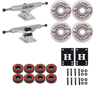 Independent Skateboard Trucks Reynolds Hollow with Spitfire Wheels, Abec 5 Bearings, Hardware, and Risers