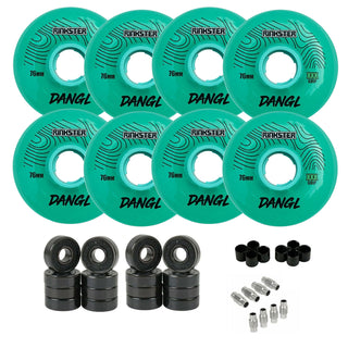 Rink Rat Roller Hockey Wheels Rinkster Dangl 76mm XXX Grip Teal/Blue with Hybrid Ceramic Bearings