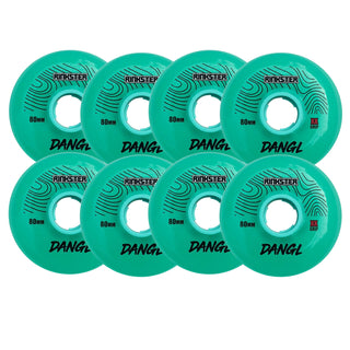 Rink Rat Roller Hockey Wheels Rinkster Dangl 80mm XX Grip Teal/Blue 8-Pack