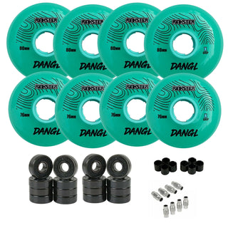 Rink Rat Roller Hockey Wheels Rinkster Dangl 76mm / 80mm HiLo X Grip Teal/Blue with Hybrid Ceramic Bearings