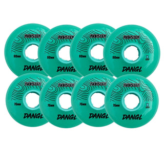 Rink Rat Roller Hockey Wheels Rinkster Dangl 76mm / 80mm HiLo X Grip Teal/Blue 8-Pack